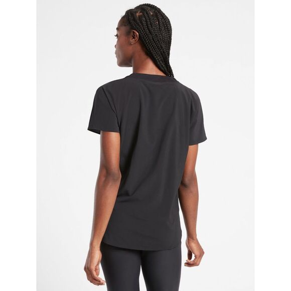 EUC Athleta Black Zephyr V-Neck Short Sleeve Top Size Small I Athleisure Sport - Picture 2 of 10